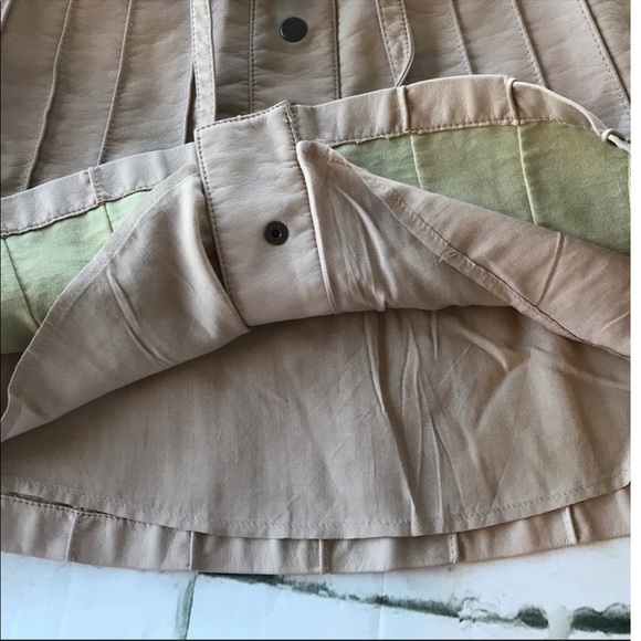 NWT Free People Vegan Faux Leather Mini Skirt Pink Tan Size 0 - Picture 6 of 12